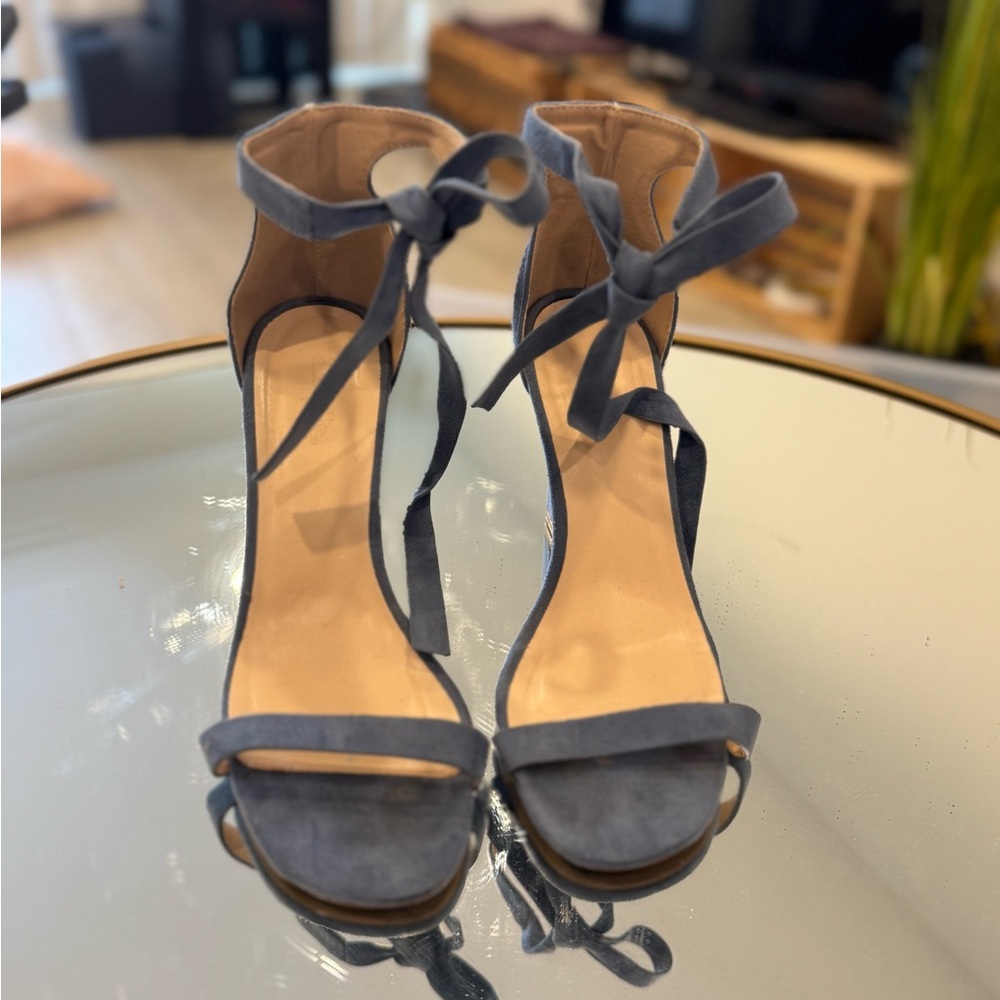 Elegant Blue Suede Women's Sandals